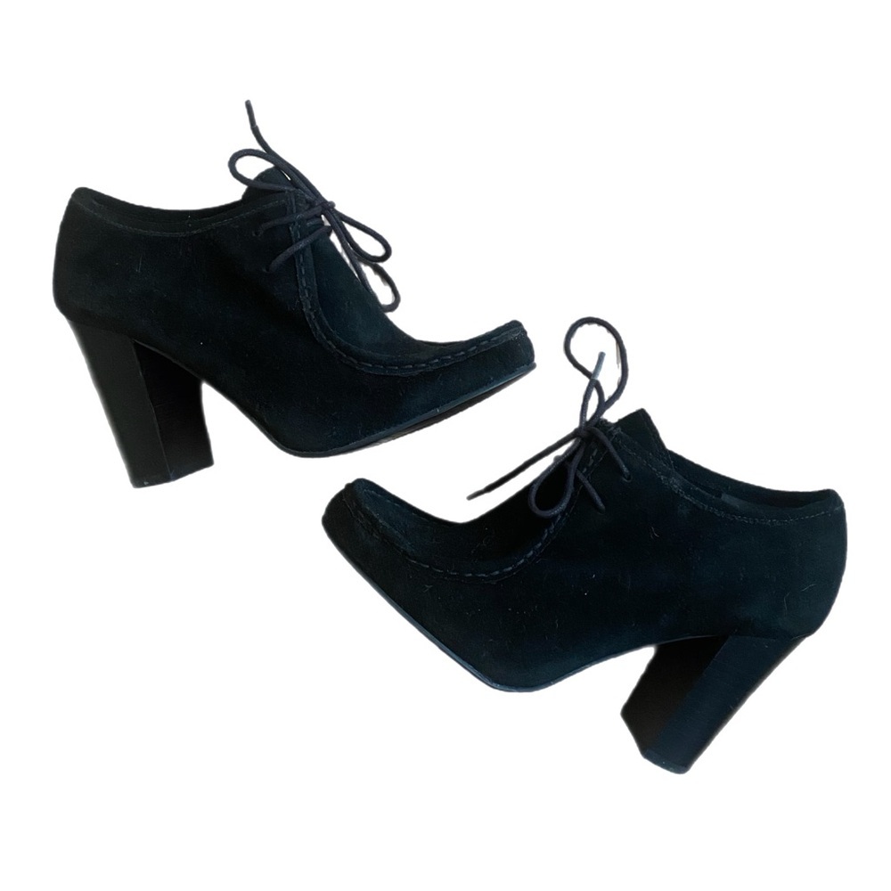 Ralph Lauren Lace Up Suede High Heeled Black Boots size 8